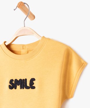 Tee-shirt à manches courtes avec inscription bouclette bébé garçon vue2 - GEMO(BEBE DEBT) - GEMO
