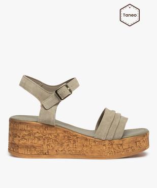 Sandales femme dessus cuir suédé plissé - Tanéo vue1 - TANEO - GEMO