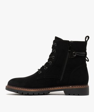 Boots à lacets et zips avec cordon fantaisie sur la tige femme  vue3 - GEMO (CASUAL) - GEMO