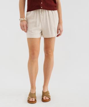 Short ample en viscose et lin femme vue1 - GEMO 4G FEMME - GEMO