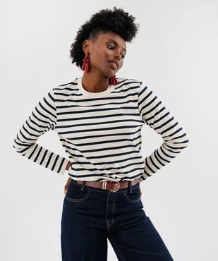 Tee-shirt manches longues marinière femme - LuluCastagnette vue1 - LULU CASTAGNETTE G4G D - GEMO