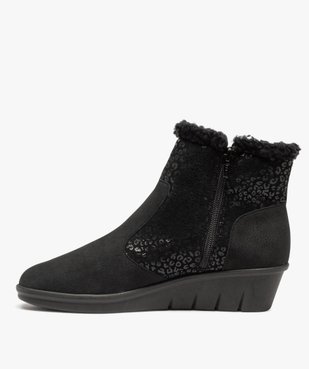 Boots fourrées femme confort dessus cuir souple uni vue3 - GEMO (CONFORT) - GEMO