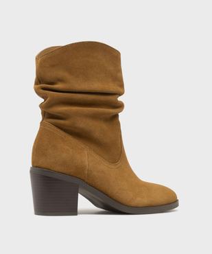 Boots dessus cuir velours avec tige plissée femme - Tanéo vue5 - TANEO - GEMO