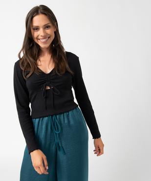 Haut de pyjama femme court à manches longues et col V vue1 - GEMO(HOMWR FEM) - GEMO