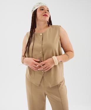 Gilet de costume sans manches en maille milano à boutons dorés femme grande taille vue1 - GEMO (G TAILLE) - GEMO