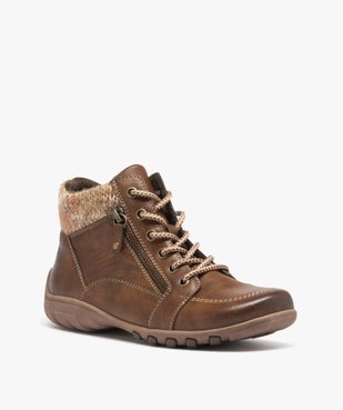 Boots femme confort avec col en maille et détail à zip - Softrelax vue2 - SOFTRELAX - GEMO