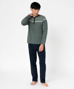 Pyjama à manches longues et pantalon large homme vue1 - GEMO 4G HOMME - GEMO