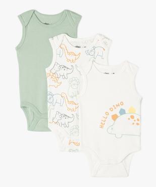 Bodies sans manches avec motifs dinosaures bébé garçon vue1 - GEMO 4G BEBE - GEMO