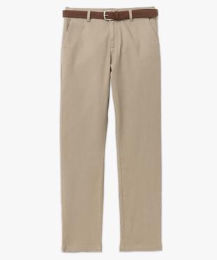 Pantalon chino coupe slim en coton stretch piqué avec ceinture homme vue4 - GEMO (HOMME) - GEMO