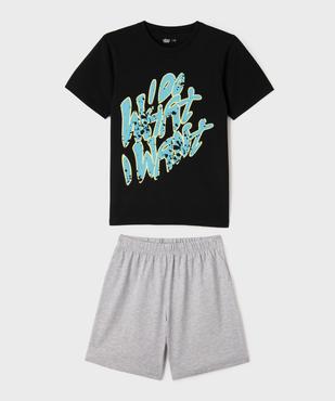 Pyjashort bicolore avec inscription graffiti garçon vue1 - GEMO 4G GARCON - GEMO
