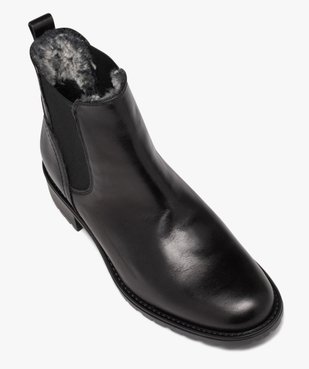 Boots femme dessus en cuir uni et intérieur fourré - Taneo vue5 - TANEO - GEMO