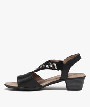 Sandales femme confort à talon et brides élastiques à strass vue3 - GEMO (CONFORT) - GEMO