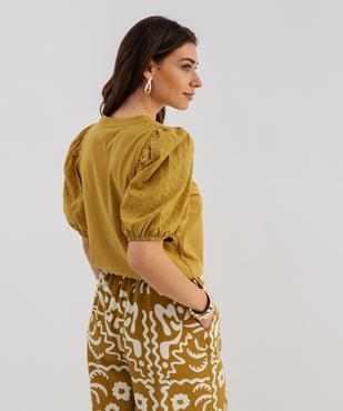 Tee-shirt manches courtes en broderie anglaise femme vue3 - GEMO 4G FEMME - GEMO