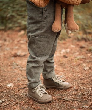 Baskets bébé garçon mid-cut dessus cuir à lacets et zip – NA!  vue1 - NA! - GEMO