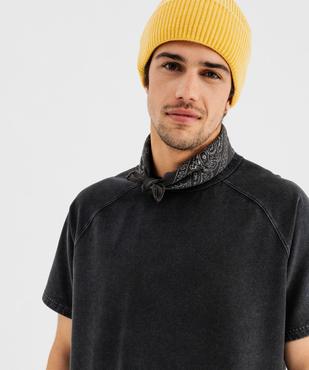 Sweat manches courtes en maille extensible délavée homme vue2 - GEMO (HOMME) - GEMO