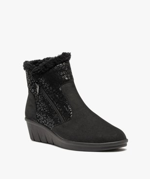 Boots fourrées femme confort dessus cuir souple uni vue2 - GEMO (CONFORT) - GEMO