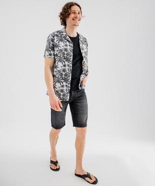 Chemise manches courtes en coton imprimé tropical homme vue4 - GEMO 4G HOMME - GEMO