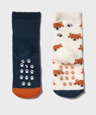 Chaussettes antidérapantes en maille bouclette moelleuse bébé (lot de 2 paires) vue3 - GEMO 4G BEBE - GEMO