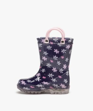 Bottes de pluie bébé fille à anses et semelle lumineuse motif fleuri vue4 - LOVELY WINGS - GEMO