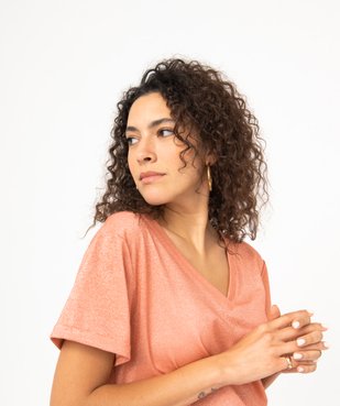 Tee-shirt à manches courtes en maille pailletée femme vue2 - GEMO(FEMME PAP) - GEMO