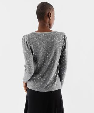 Tee-shirt manches longues avec col V à motifs scintillants femme vue3 - GEMO(FEMME PAP) - GEMO