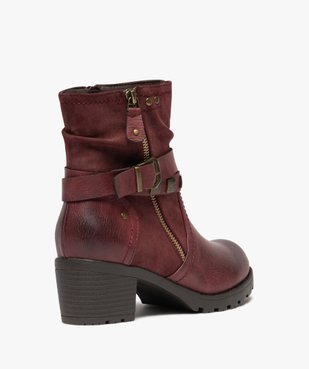 Boots femme zippées à talon carré et semelle crantée col plissé vue5 - EMILIA ROSA - GEMO