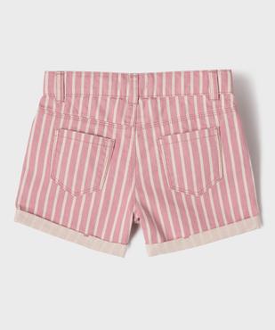 Short en toile de coton rayée fille vue3 - GEMO 4G FILLE - GEMO