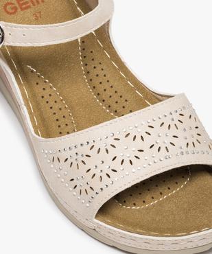 Sandales femme confort à talon dessus ajouré et strass vue6 - GEMO (CONFORT) - GEMO