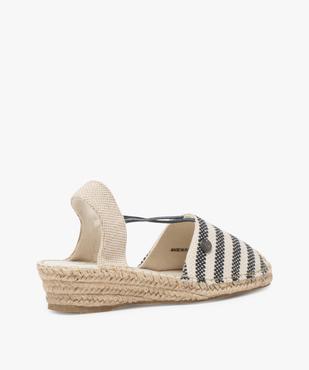 Sandales femme en toile à talon compensé – Terre de Marins Dessus rayé marin vue4 - TERRE DE MARINS - GEMO
