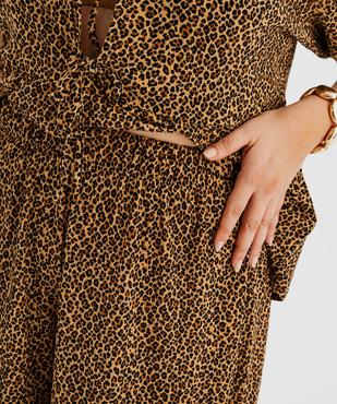 Pantalon fluide en maille gaufrée à motif léopard femme grande taille vue2 - GEMO 4G GT - GEMO