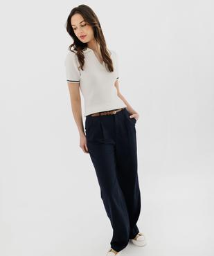 Pantalon large en viscose et lin avec ceinture femme - LuluCastagnette vue4 - LULUCASTAGNETTE - GEMO