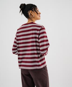Tee-shirt manches longues à rayures coupe large femme vue3 - GEMO 4G FEMME - GEMO