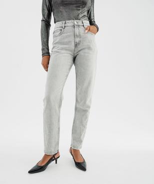 Jean straight délavé à strass femme vue1 - GEMO(FEMME PAP) - GEMO