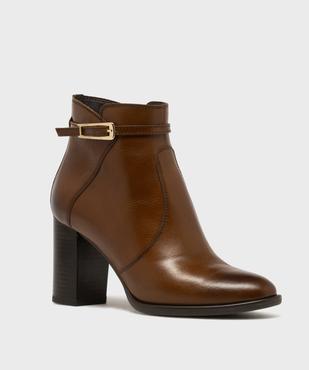 Boots en cuir à talon et bout amande femme - Tanéo vue2 - TANEO - GEMO