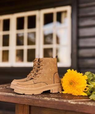 Boots zippées et lacées à fleurs brodées et semelle crantée fille - LuluCastagnette vue7 - LULUCASTAGNETTE - GEMO
