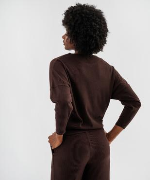 Tee-shirt de pyjama à manches longues chauve-souris en maille côtelée femme vue3 - GEMO 4G FEMME - GEMO