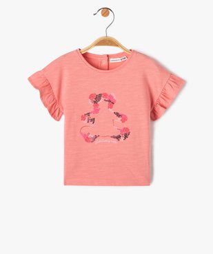 Tee-shirt bébé fille à manches volantées et sequins - LuluCastagnette vue1 - LULUCASTAGNETTE - GEMO