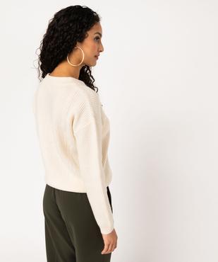 Pull grosse maille à col rond boutonné femme vue3 - GEMO(FEMME PAP) - GEMO