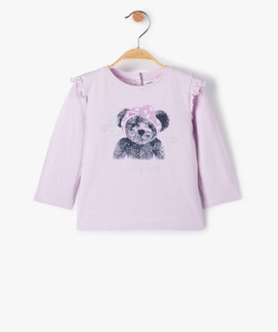 Tee-shirt bébé fille à volants et détails irisés - LuluCastagnette vue1 - LULUCASTAGNETTE - GEMO