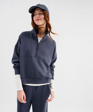 Sweat en maille souple à col zippé femme vue1 - GEMO(FEMME PAP) - GEMO