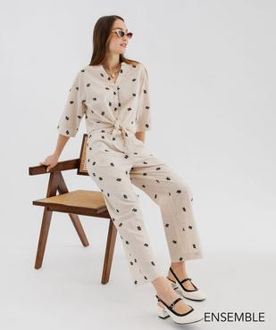 Ensemble chemise et pantalon brodée pour femme  - GEMO