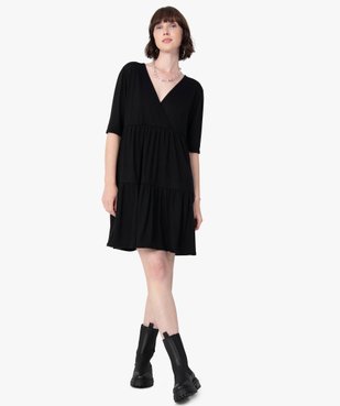Robe femme en maille à volants et manches courtes vue5 - GEMO(FEMME PAP) - GEMO