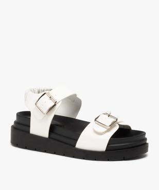 Sandales femme à semelle plateforme crantée et brides unies vue2 - GEMO (CASUAL) - GEMO