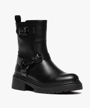 Boots femme crantées à zip avec brides à boucle fantaisie vue2 - 5 MILES - GEMO