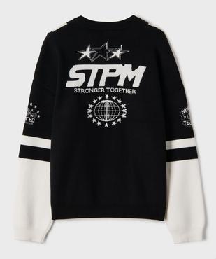 Pull imprimé à col v coupe oversize garçon vue3 - GEMO 4G GARCON - GEMO