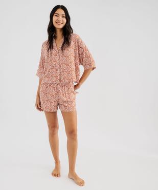 Short de pyjama imprimé en viscose femme vue4 - GEMO 4G FEMME - GEMO
