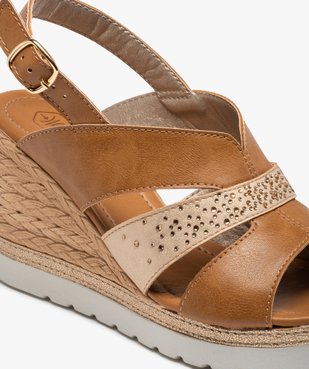 Sandales femme compensées bride métallisée à strass vue6 - GEMO(URBAIN) - GEMO