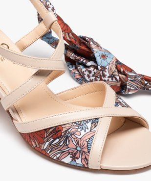 Sandales femme à talon carré et bride foulard vue7 - GEMO(URBAIN) - GEMO