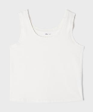 Débardeur en coton stretch uni avec finition festonnée femme grande taille vue1 - GEMO (G TAILLE) - GEMO
