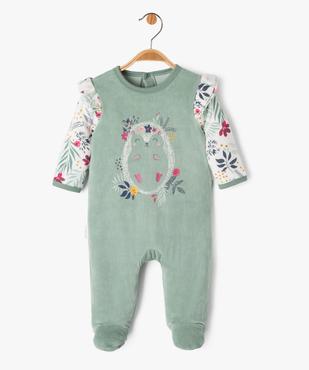 Pyjama en velours avec volants sur les épaules bébé fille - Petit Béguin vue1 - PETIT BEGUIN - GEMO
